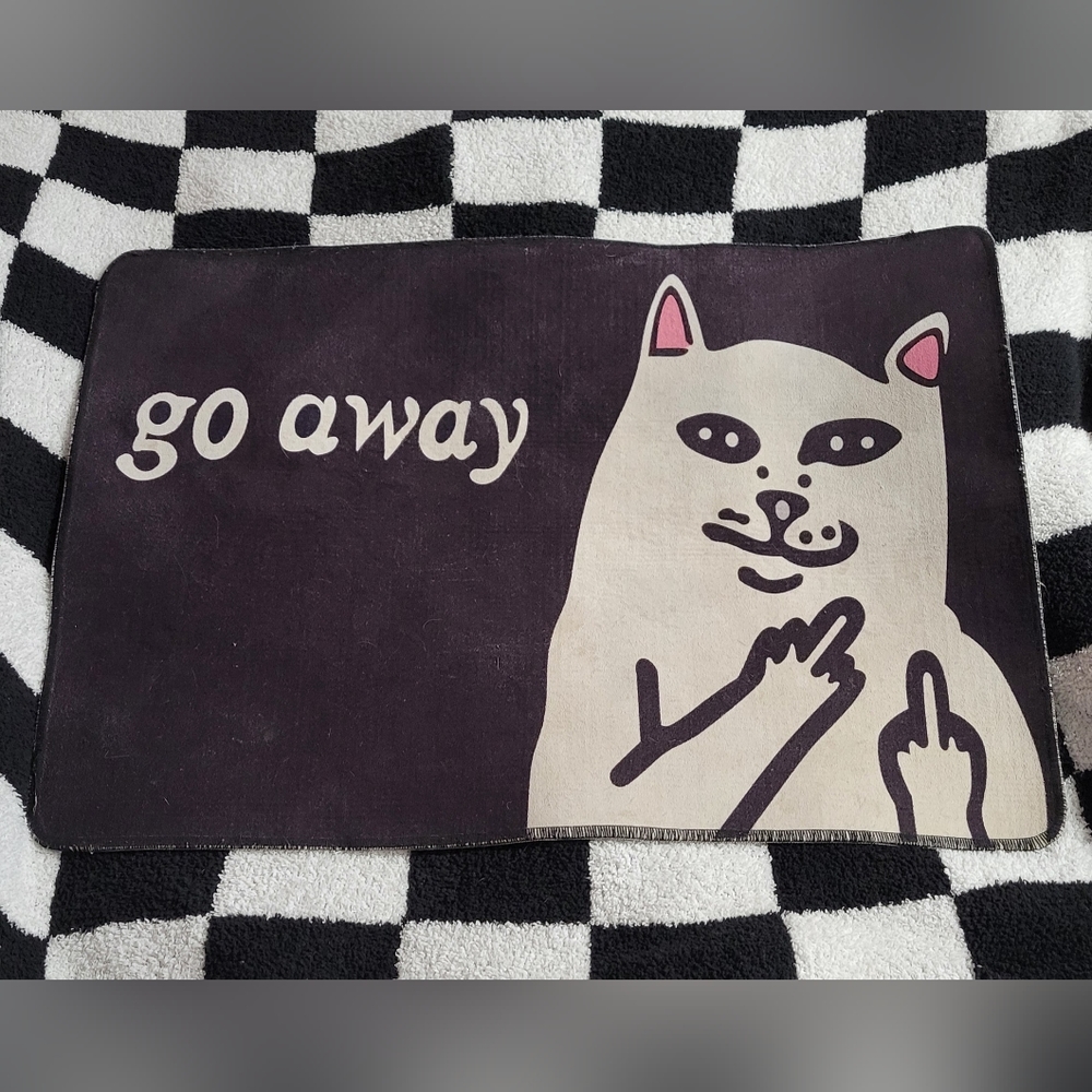 RIPnDIP Go Away rug doormat Nermal funny